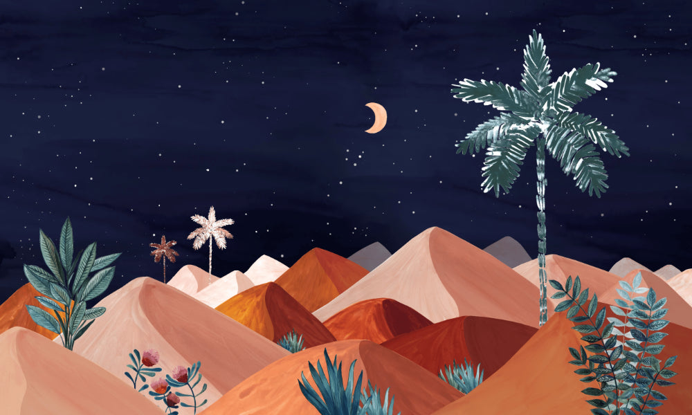 Night Time Oasis Wall Mural in your room
