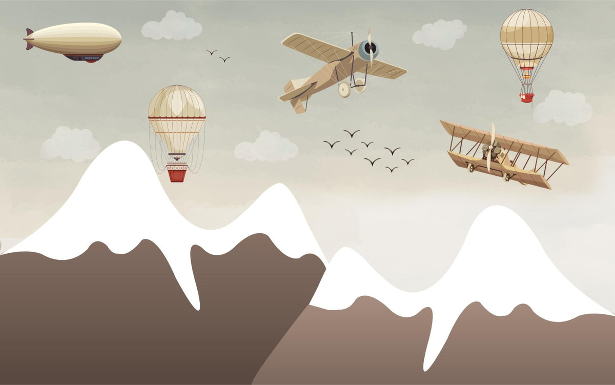 Vintage Flight Wall Mural in your room — zoomed