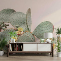 Desert-inspired Cactus Blossom Dreams mural for a peaceful atmosphere.

