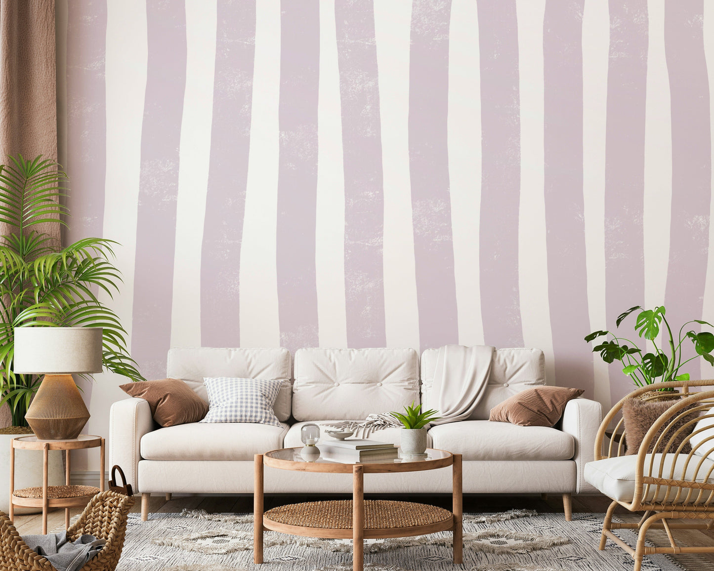 An artistic soft focus mural on minimalist wallpaper.