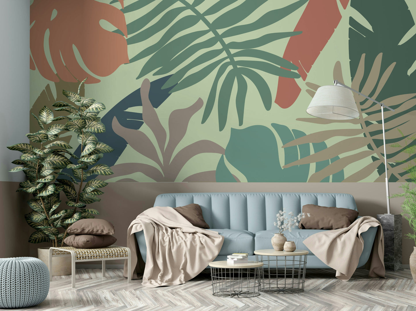 An artistic nature inspired mural for home decor.

