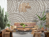 An artistic minimalist form mural for home decor.