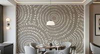 A beautiful modern art wall mural of delicate shapes.