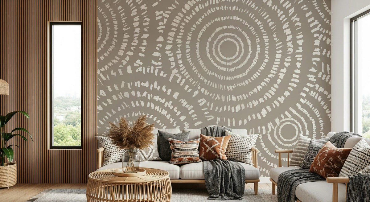 A serene abstract pattern wall mural of overlapping circles.