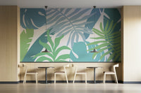 A serene botanical pattern wall mural for your decor.

