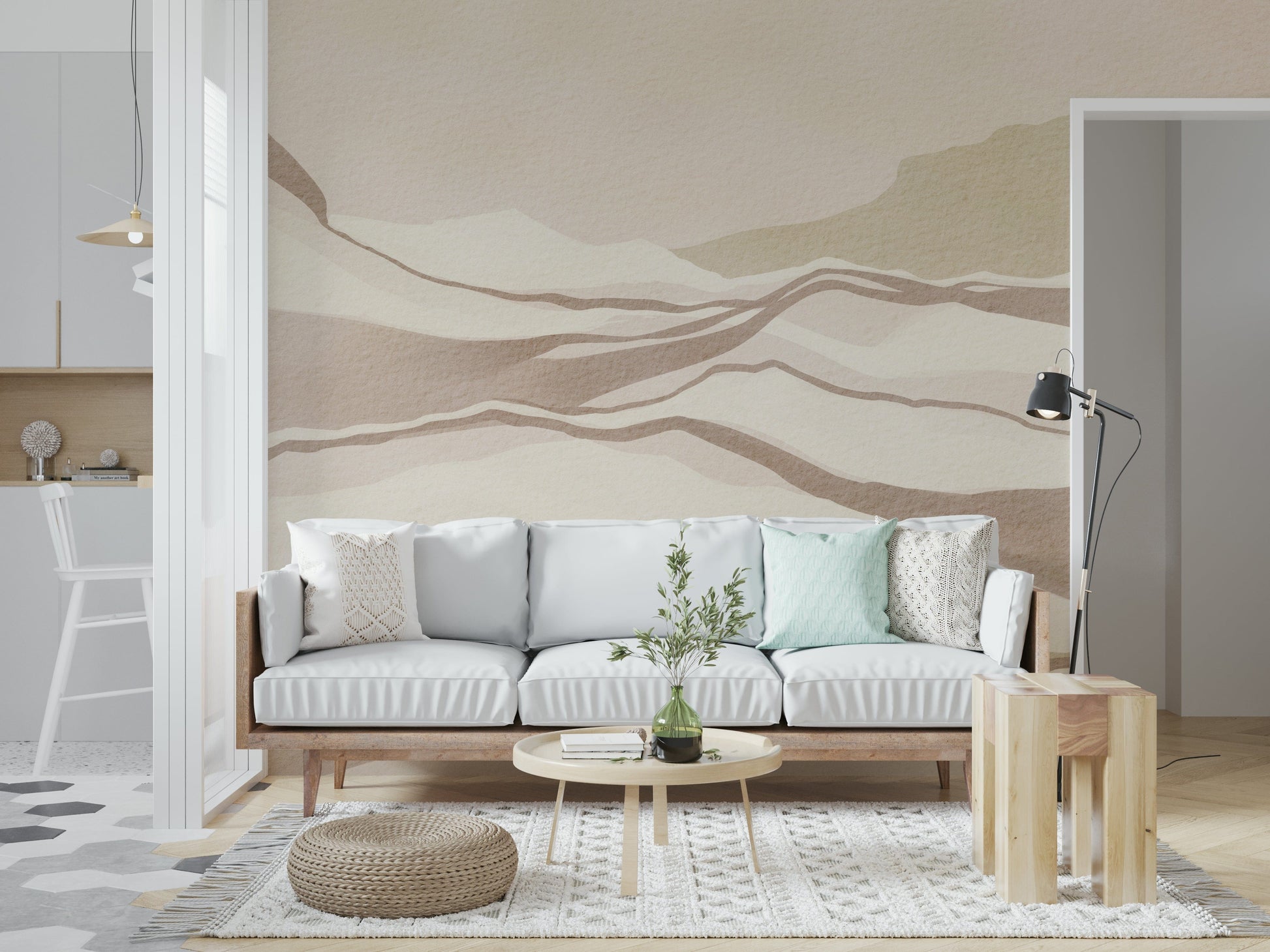 Sophisticated Neutral Desertscape design with drift patterns for hallway accent.