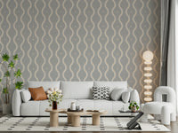 Sophisticated wall mural, light grey fabric look, beautiful movement.