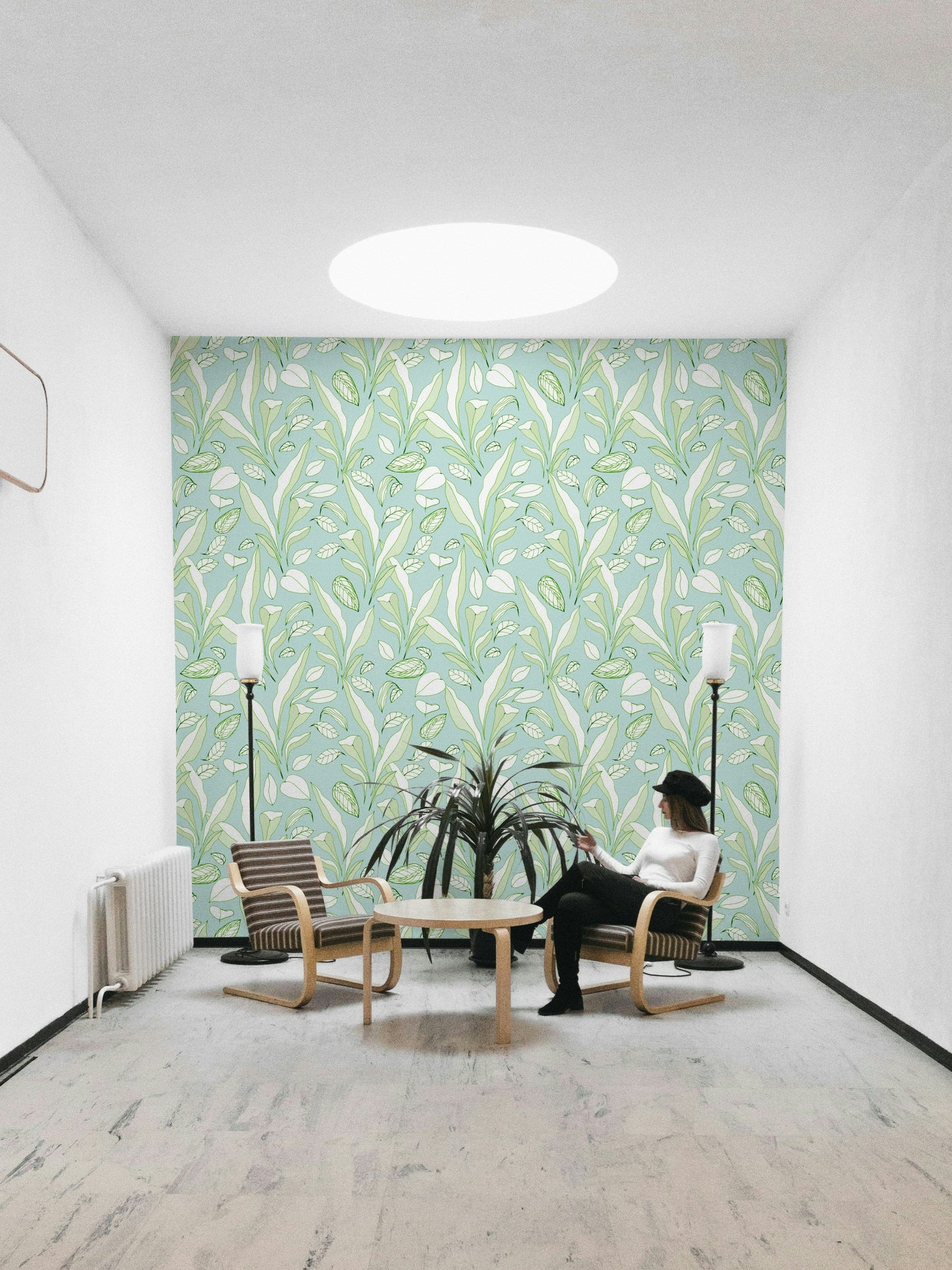 The color palette consists of various shades of green.
