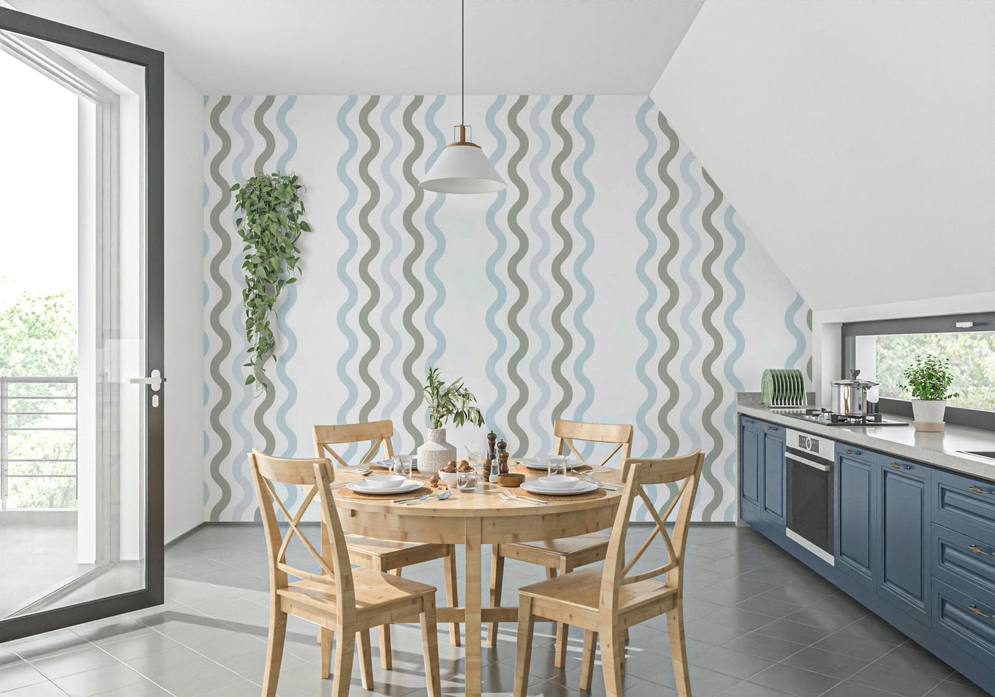 The composition is a harmonious, repeating pattern.


