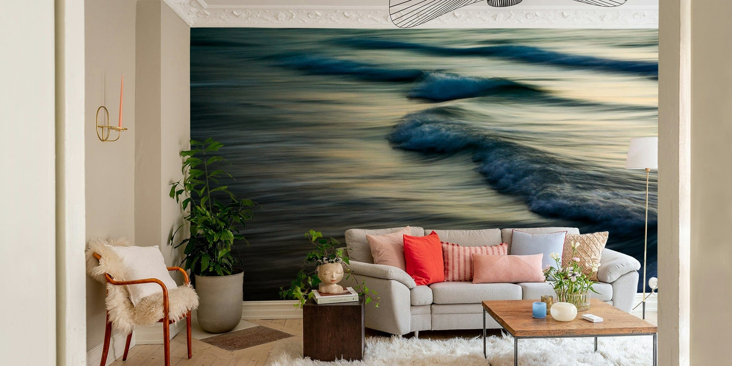 A graceful subtle pattern wall mural in cool, natural tones.

