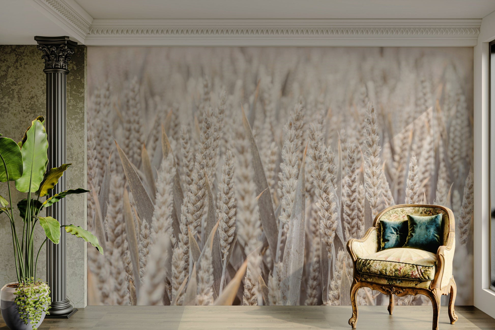 The wallpaper for walls being admired in a home.


