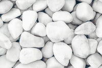 White Pebble Dream wallpaper mural close-up showing smooth rounded white pebbles in soft grey-and-white tones