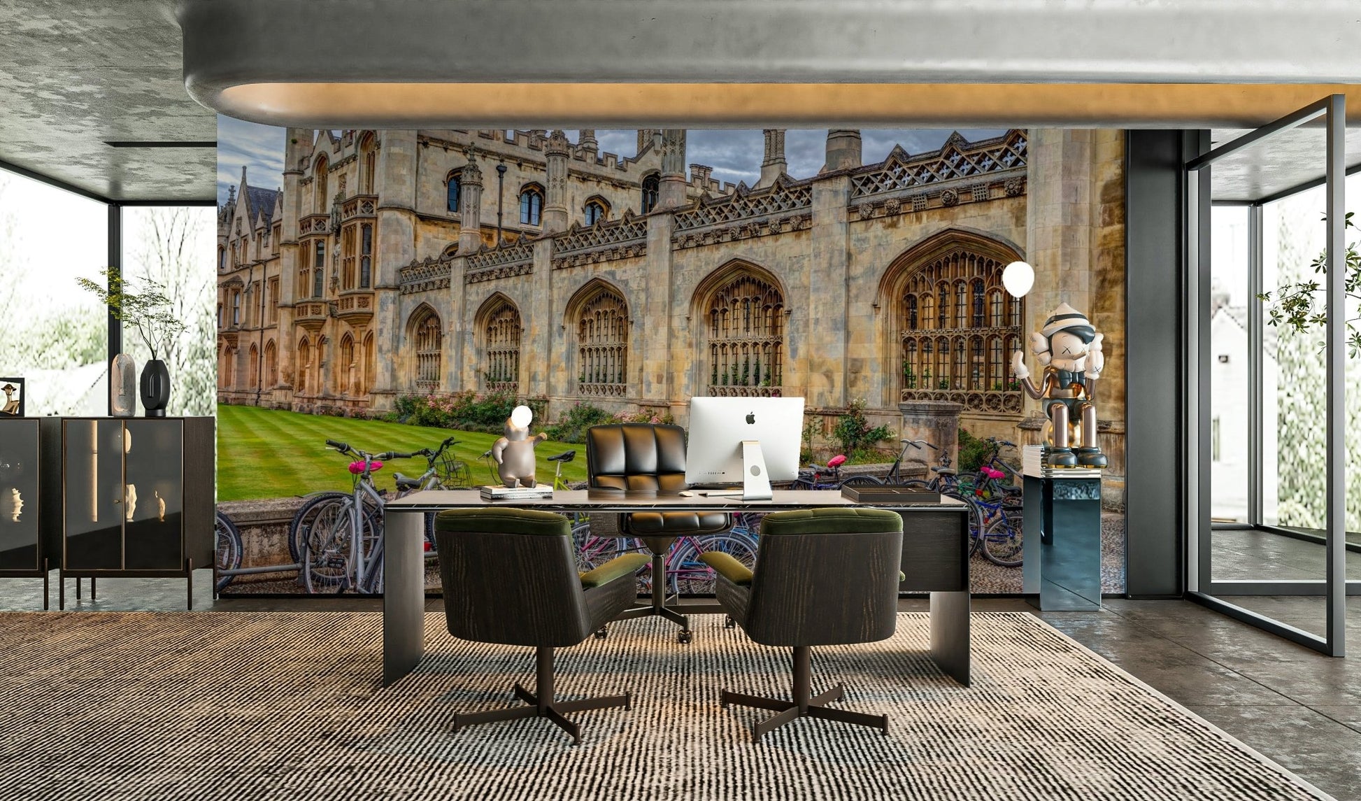 The wallpaper is applied seamlessly, making the view feel realistic.

