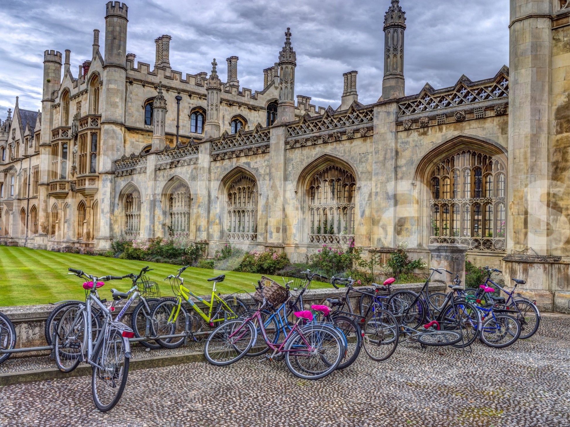 The Cambridge Bikes mural gives the space a classic and timeless feel.

