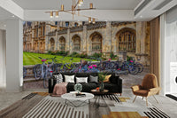 The room feels cozy and intellectual due to the classic landscape.

