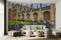 A close-up view of the detailed bicycles and brickwork.

