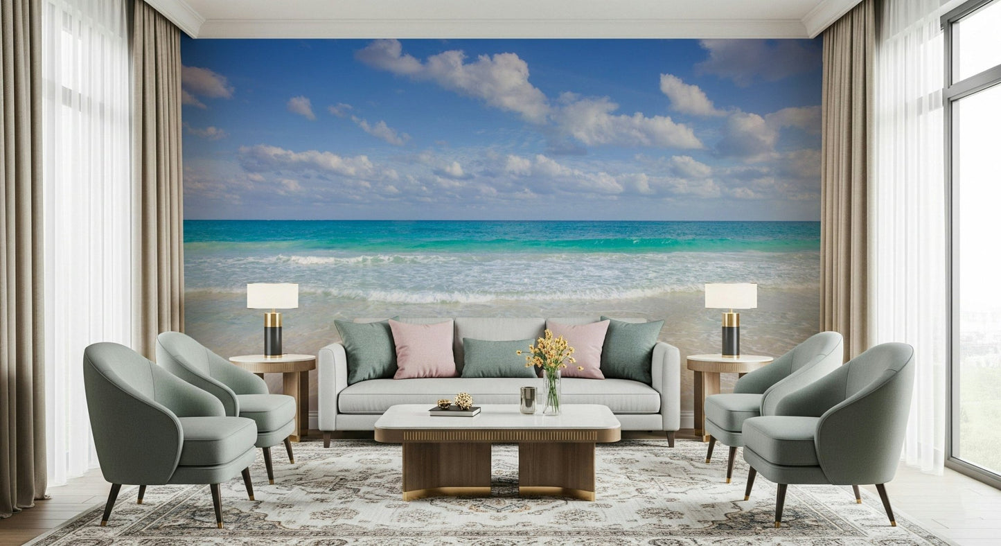 Cancun Beach product wallpaper vibrant blue sky white clouds