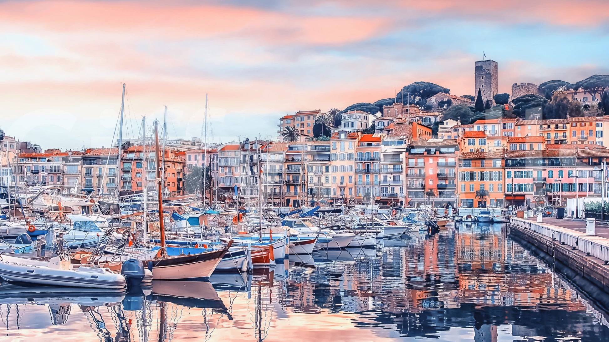 Cannes Vista mural artwork with calm waterfront atmosphere