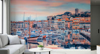 Coastal city view wall mural inspired by Cannes, France