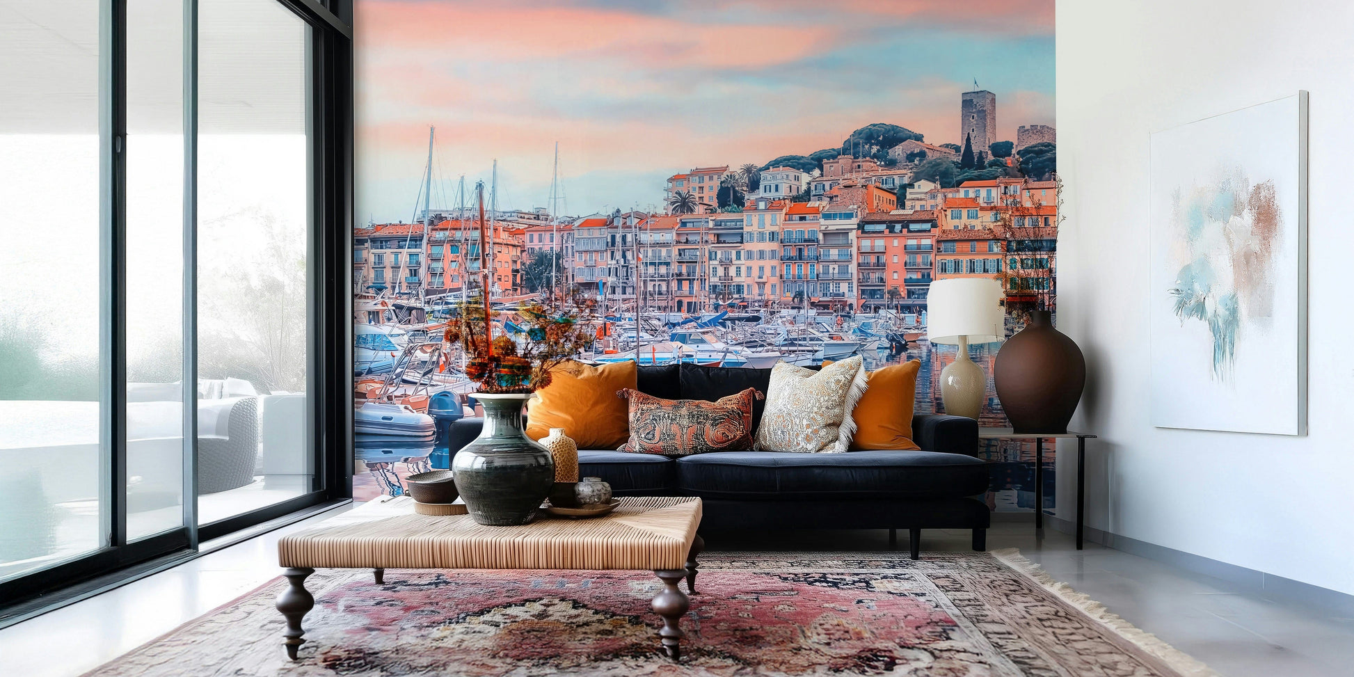 Scenic Cannes Vista wall mural with Mediterranean shoreline detail