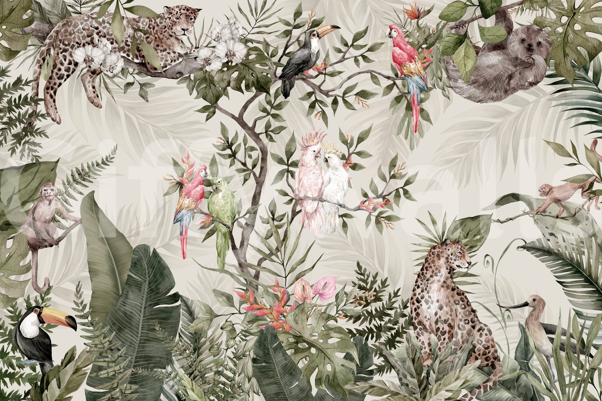 The style is a soft-focus illustration or a painterly design.

