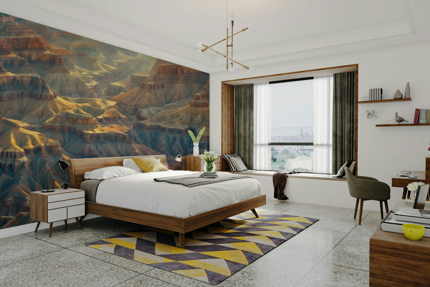 The colors are warm and soft, with layers of gold and brown tones.

