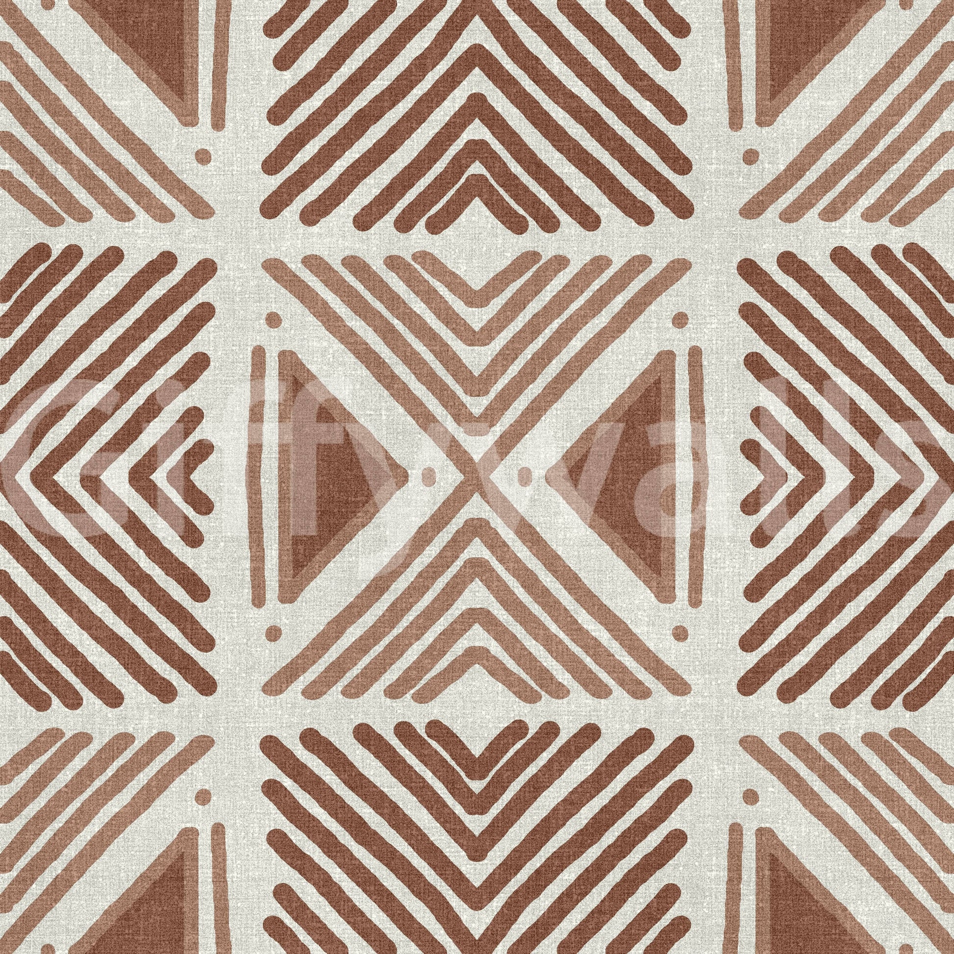 Tribal Cappuccino Motif Southwestern diamond textured wallpaper.