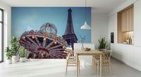 Carousel with the Eiffel Tower Wall Mural