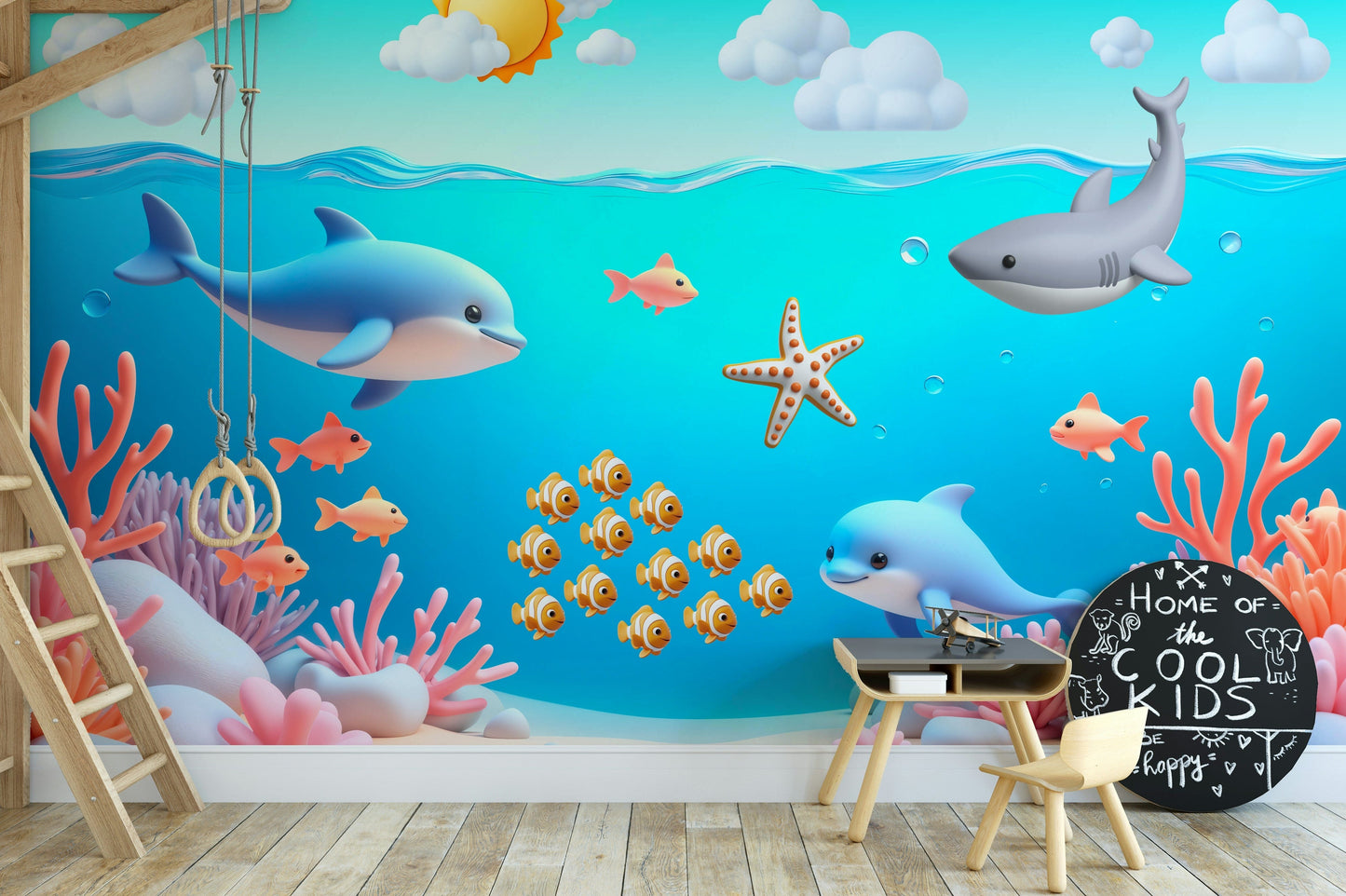 Aquatic Cartoon Adventure Wall Mural