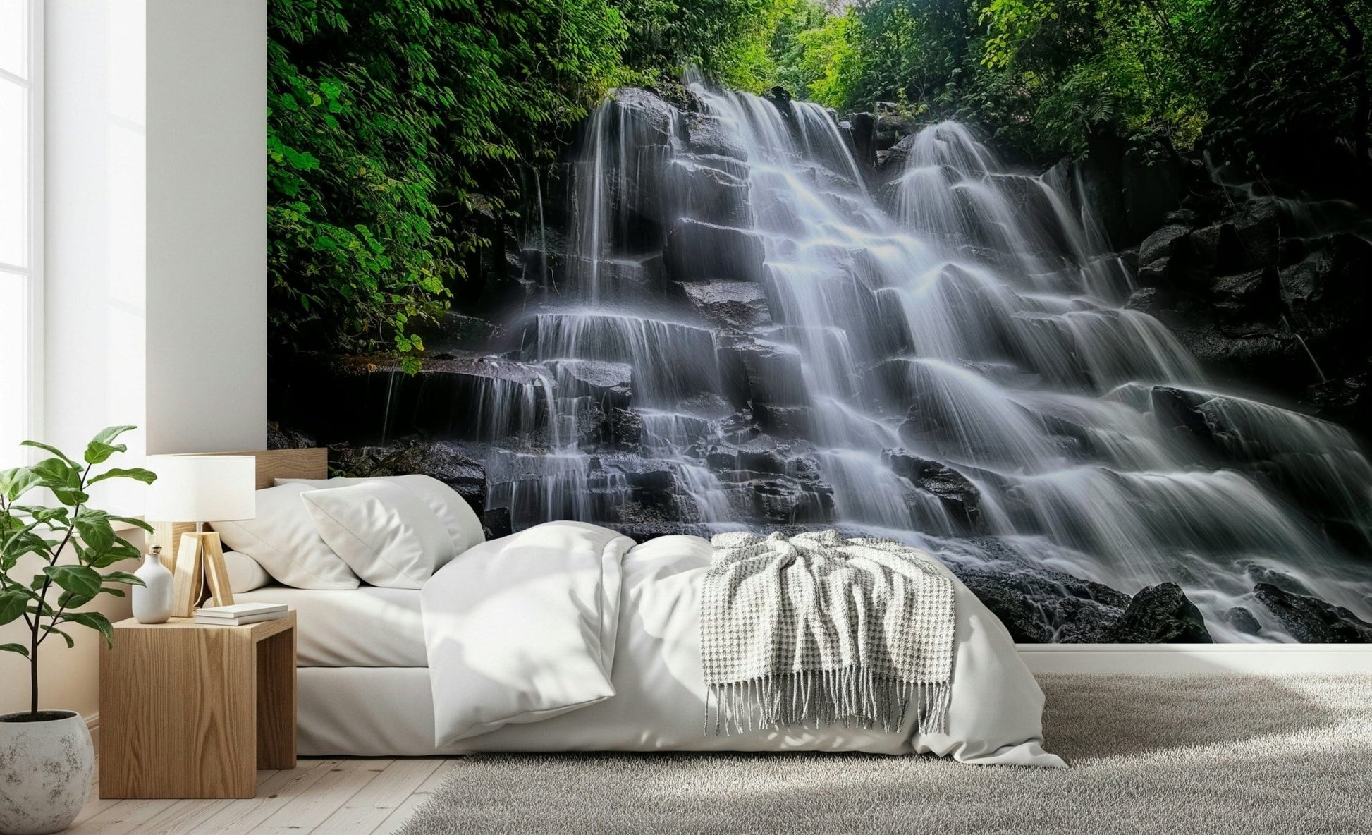 Soothing aquatic scene Cascading Serenity wall mural art.
