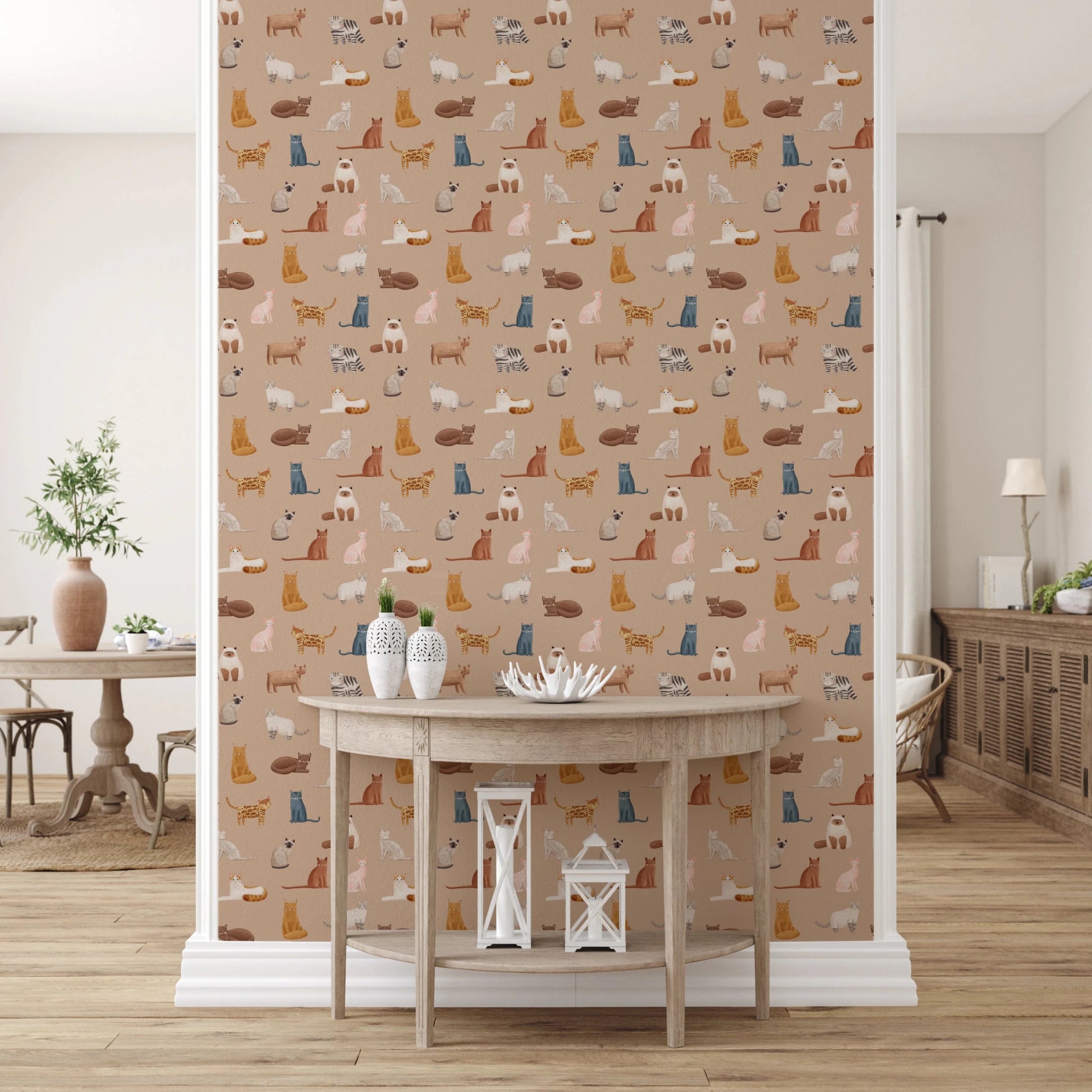 Cats Galore in toffee color Wallpaper⁠