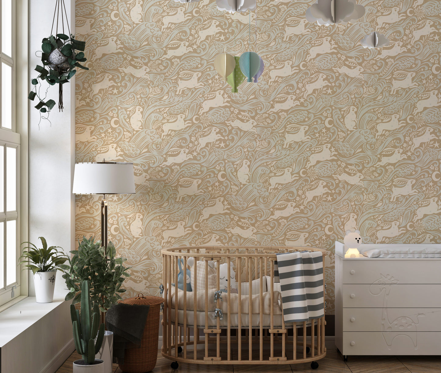 Celestial Sea Rabbit in Gold Square Wallpaper⁠