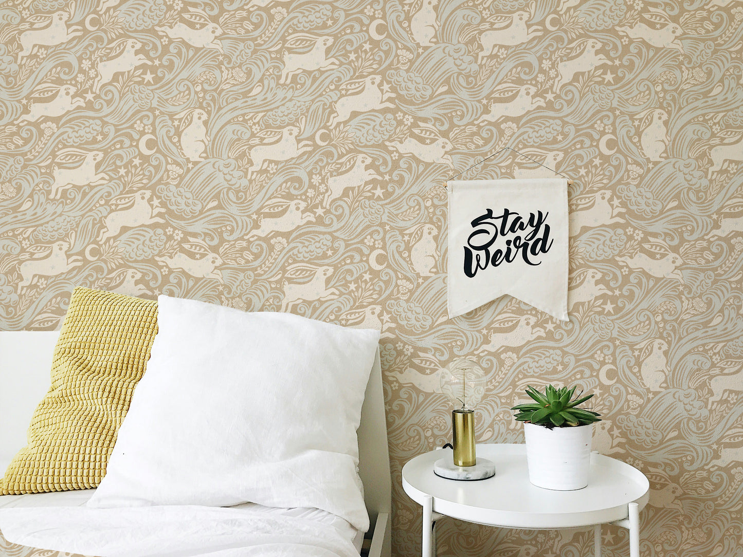 Celestial Sea Rabbit in Gold Square Wallpaper⁠