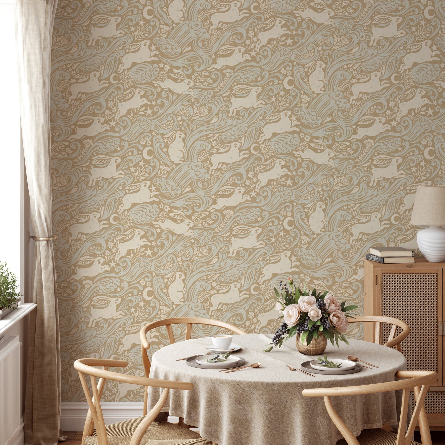 Celestial Sea Rabbit in Gold Square Wallpaper⁠