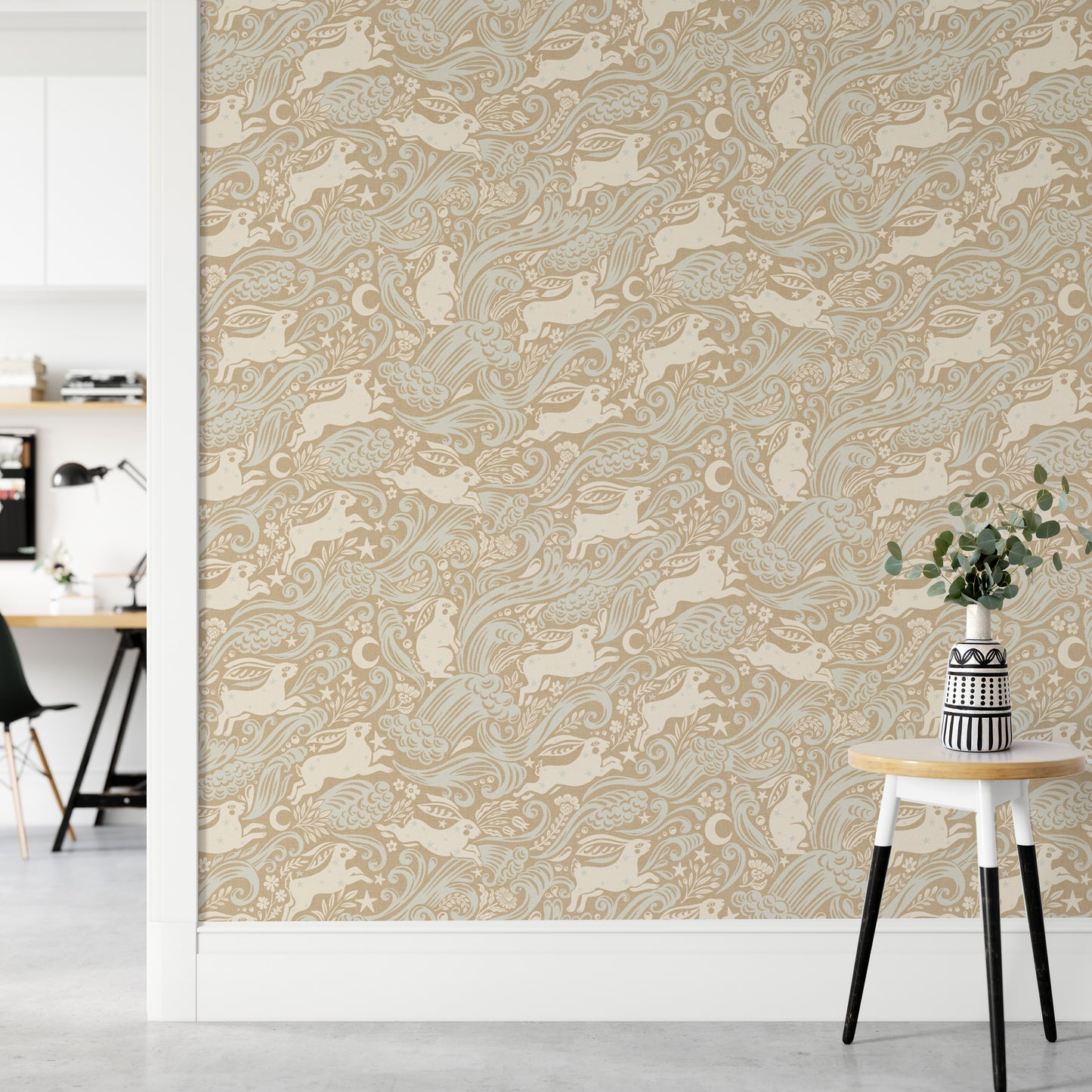 Celestial Sea Rabbit in Gold Square Wallpaper⁠