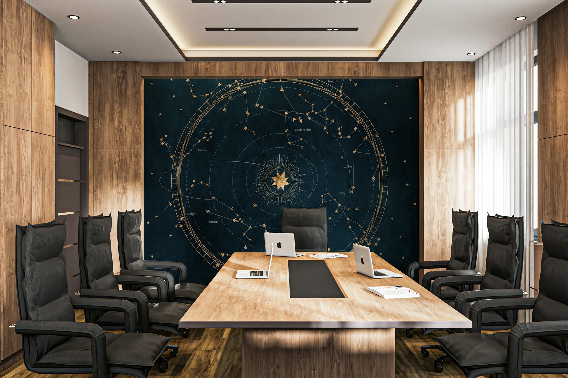 Detailed celestial star chart wall mural for stargazers and astrology fans.


