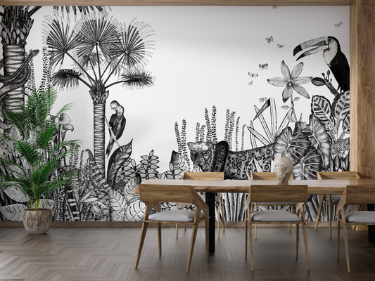 Charcoal Pencil Art Tropical Wallpaper Murals - Giffywalls