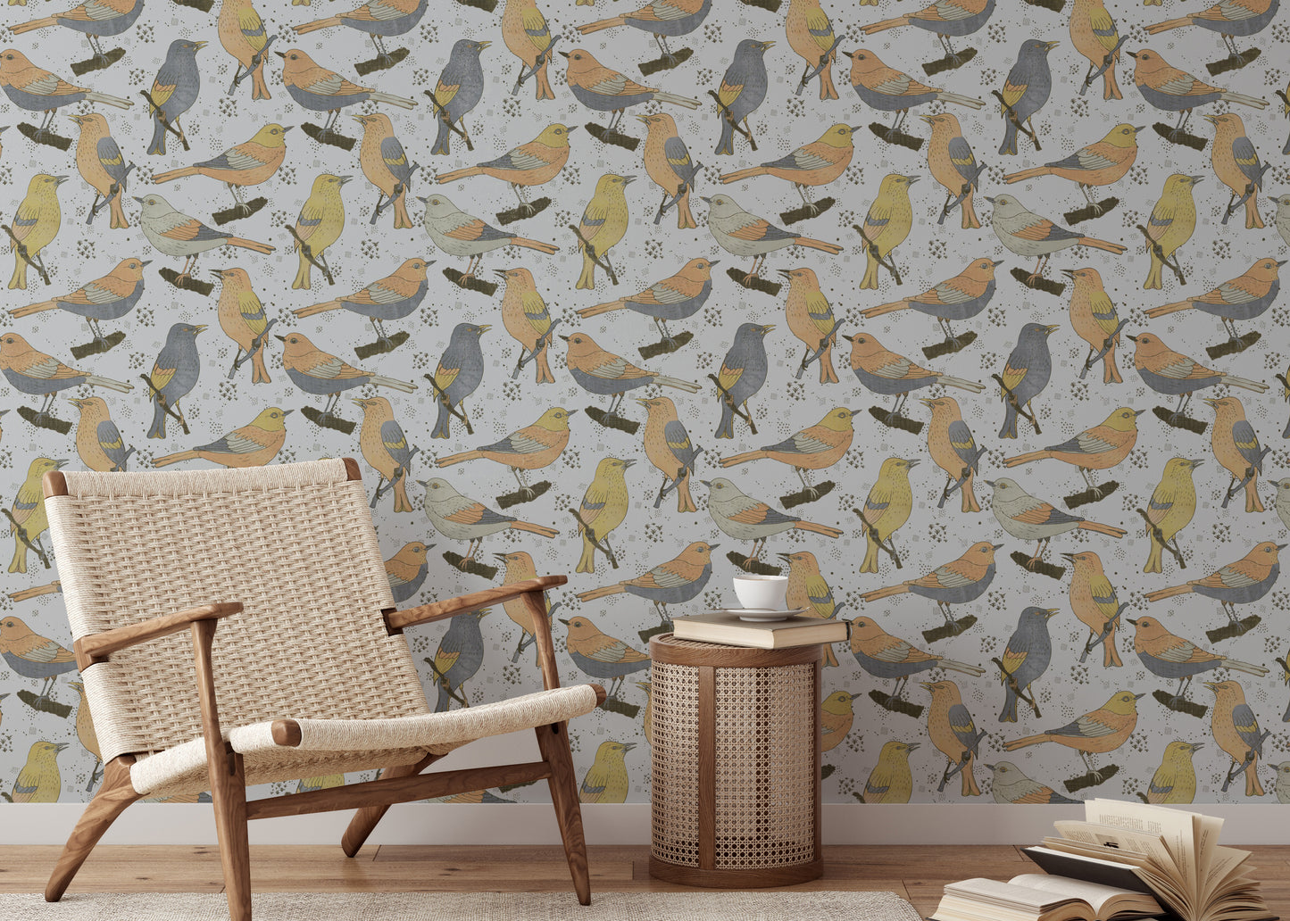 Birds Golden and Gray Wallpaper