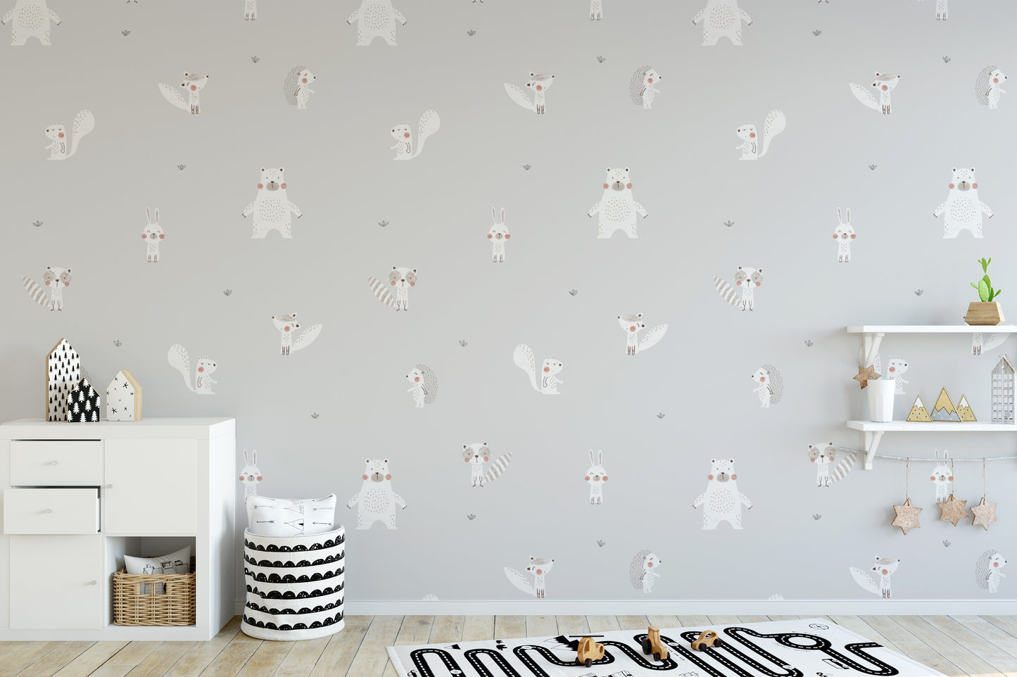 Forest Animals Gray Wallpaper For Walls
