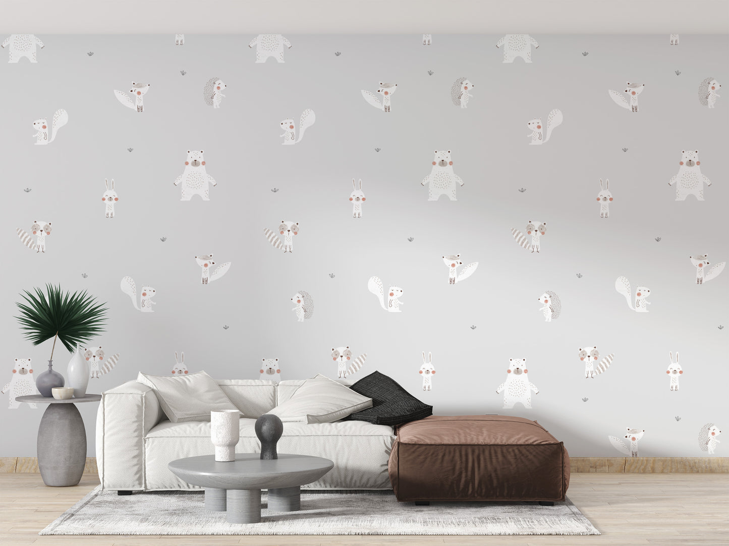 Forest Animals Gray Wallpaper For Walls