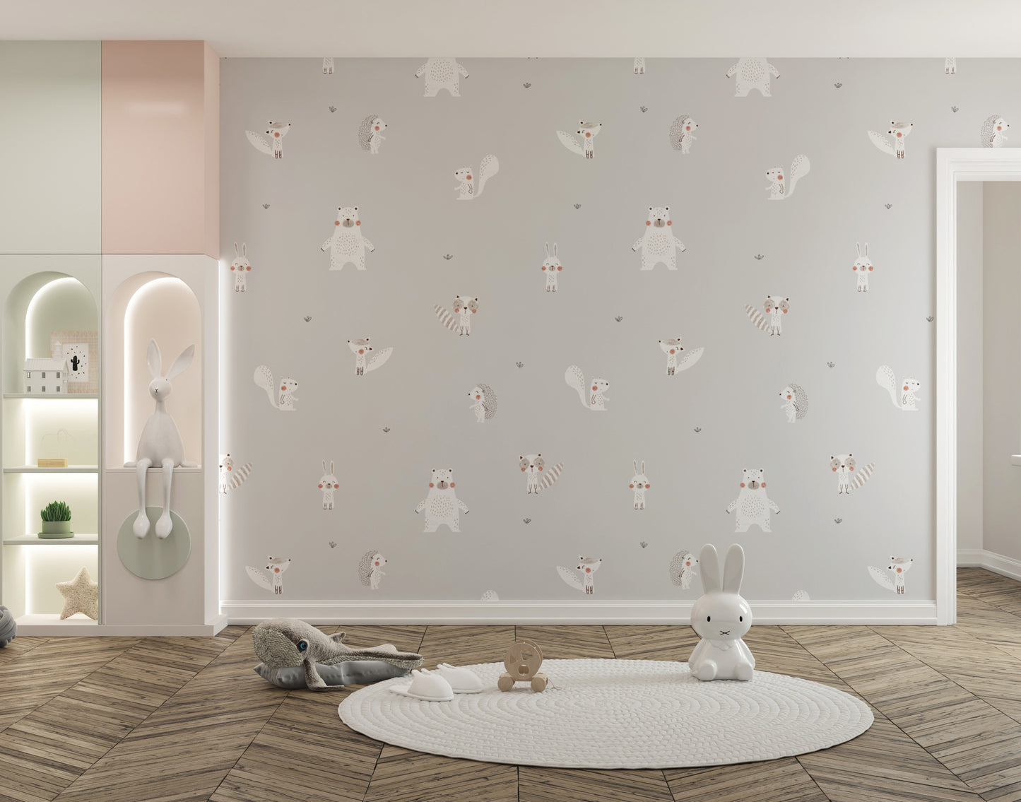 Forest Animals Gray Wallpaper For Walls