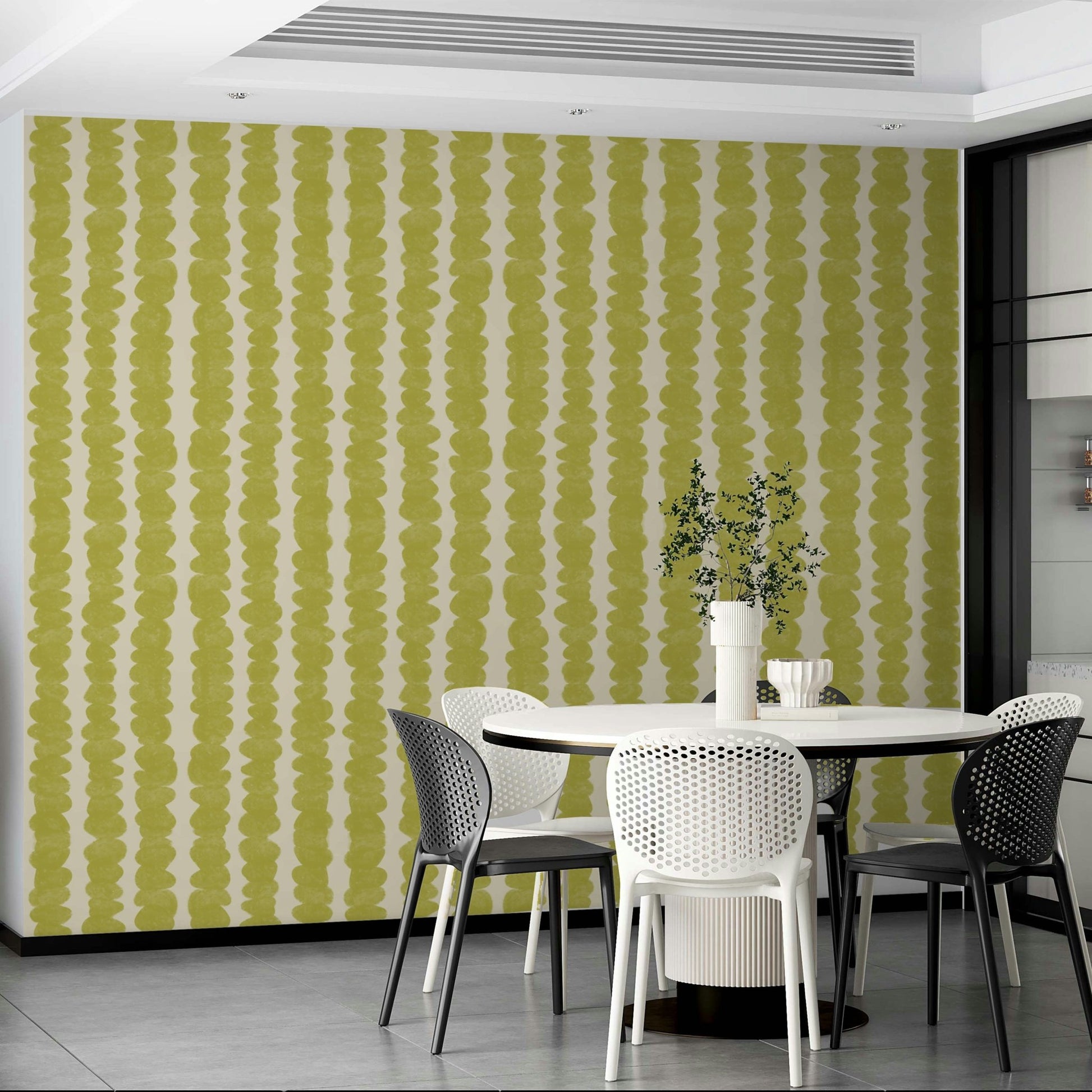 Natural pebble pattern wallpaper in chartreuse color

