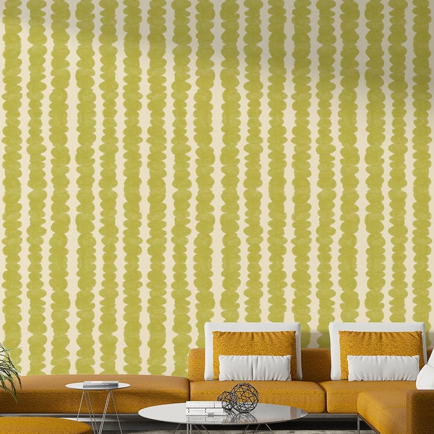 Energetic Chartreuse Pebble Rows wallpaper for living rooms

