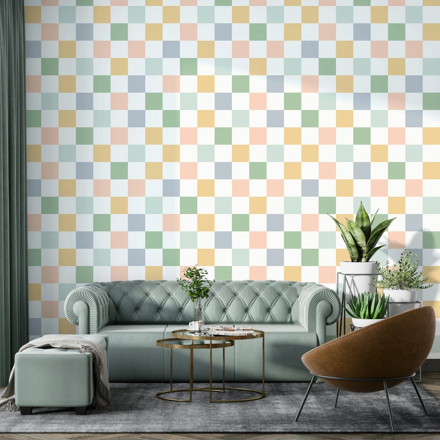 Bold checkerboard design wallpaper perfect for vintage and retro styles.

