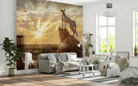 Neutral cheetah print wallpaper mural for closet or dressing area, modern style wall finish