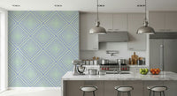 Chevron Dreams wallpaper mural fresh geometric mint lavender pattern.