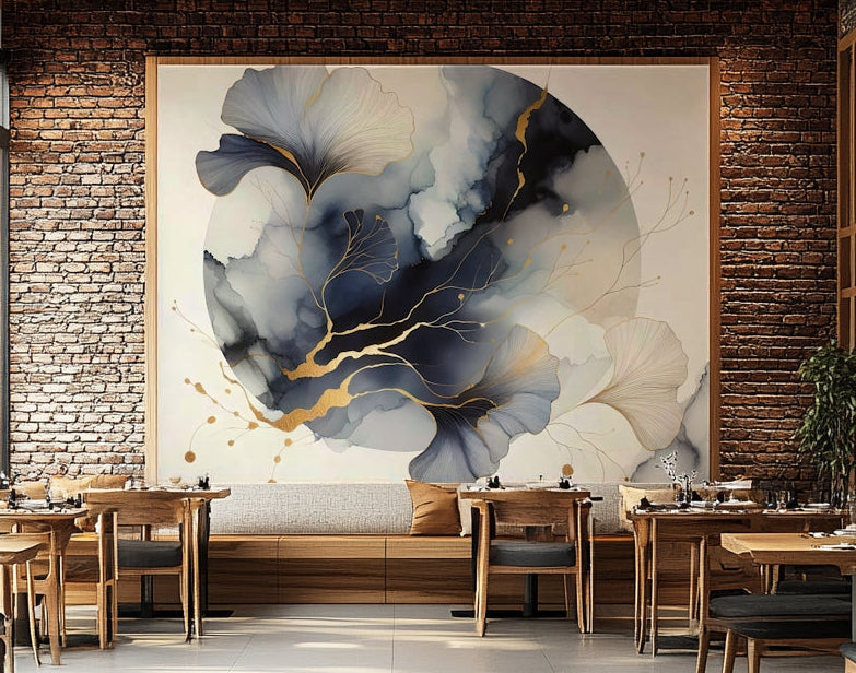 Chic Ginkgo Moon Wall Mural