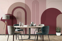 Retro arch motif in wine shades

