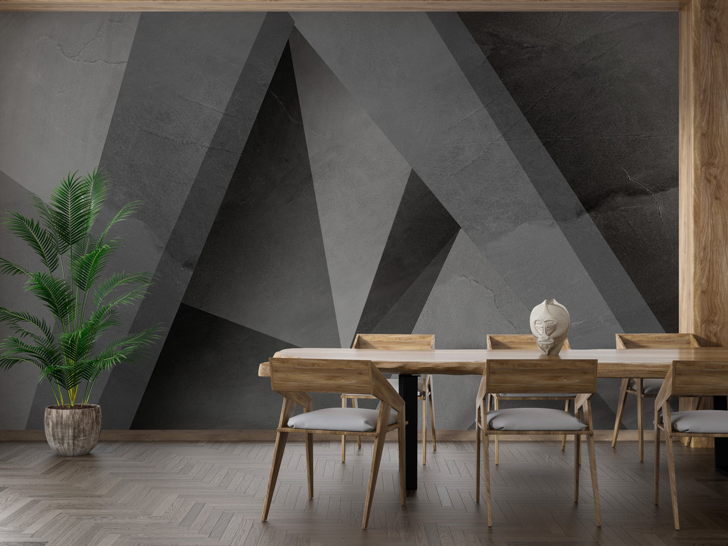 Geometric Monochrome Patterned Wallpaper Mural - Giffywalls