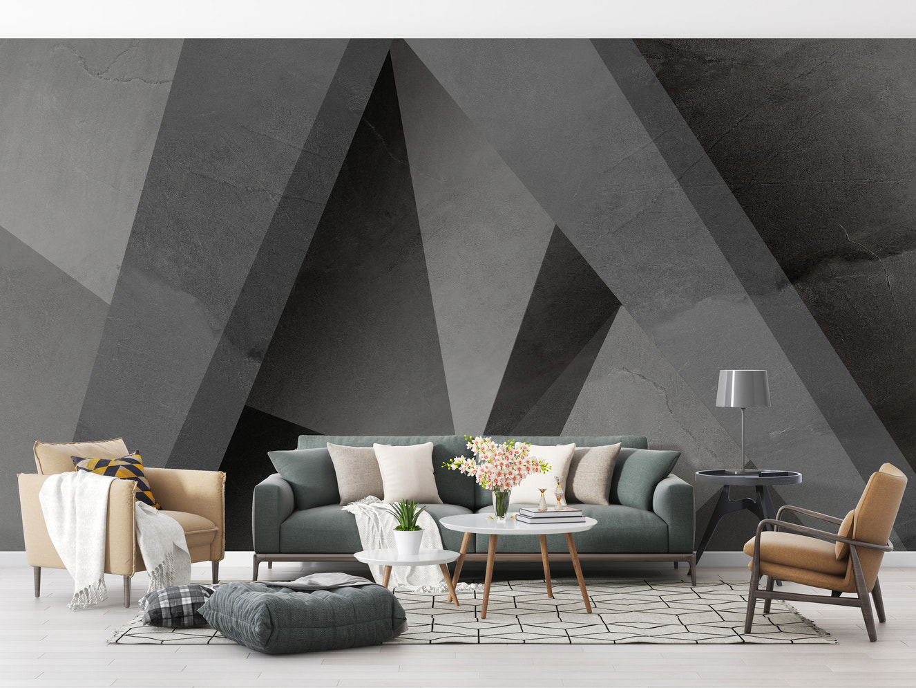 Monochrome geometric wallpaper design
